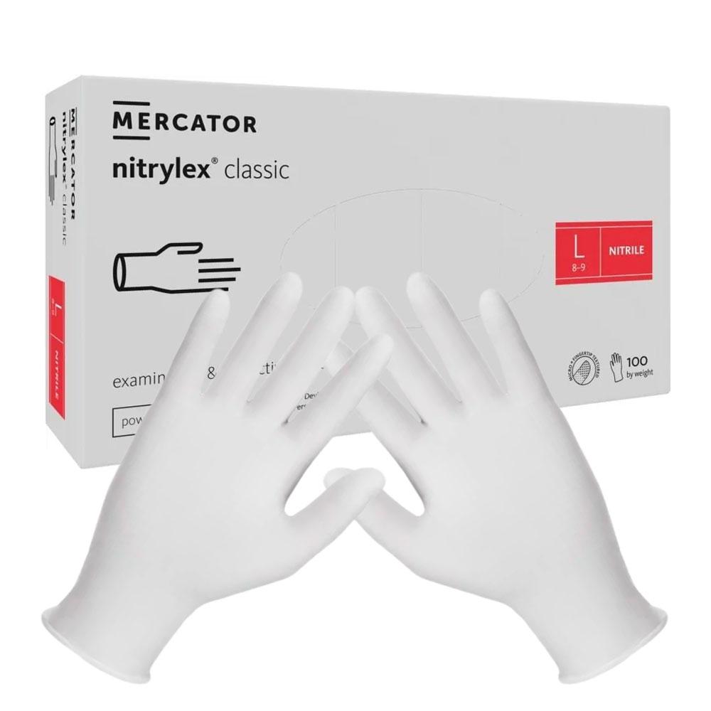 Nitrile Gloves White Mercator Nitrylex Classic White 100 Pieces