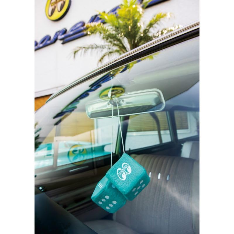 MOONEYES Fuzzy Dice Hanging Mirror Ornament Blue MG878BL + Bonus