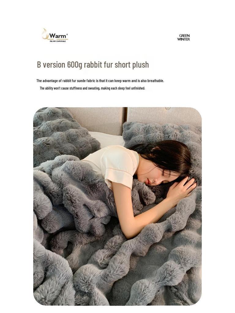 Pătură Imitație Blană de Iepure Tuscany - Pătură Luxoasă, Călduroasă pentru Somn pe Canapea și în Utilizare cu Aer Condiționat