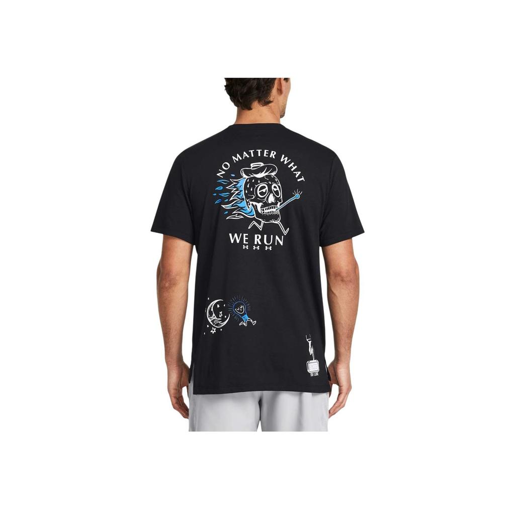 Under Armour Cartoon Letter Print Casual Crew Neck Short Sleeve T-Shirt Men Tops Black 1383414-001