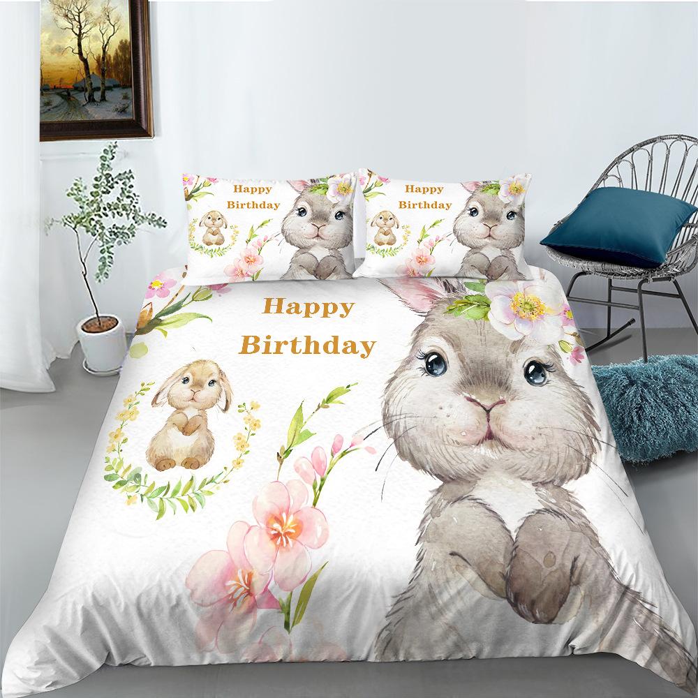 Cartoon Animal Quilt Cover Pillowcase Two Or Three-Piece Set Polyester Digital Printing