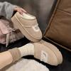 Warm~ 2025 New Velvet Warm Birkenwomen's Winter New Thick-bottomed Round Head Niche Versatile Half-slippers