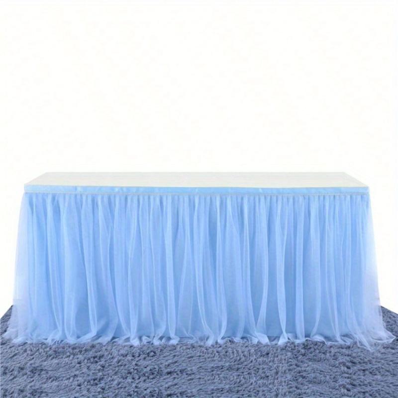 1pc Blush Pink Sheer Ruffle + Lining Table Skirt, Fits Rectangular and Round Tables - Perfect for Birthday Parties, Weddings, Bridal Showers