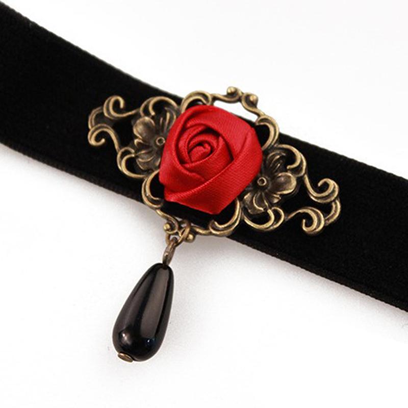 1Pc Elegant Rose Choker Necklace For Women Accessories Gothic Party Jewelry