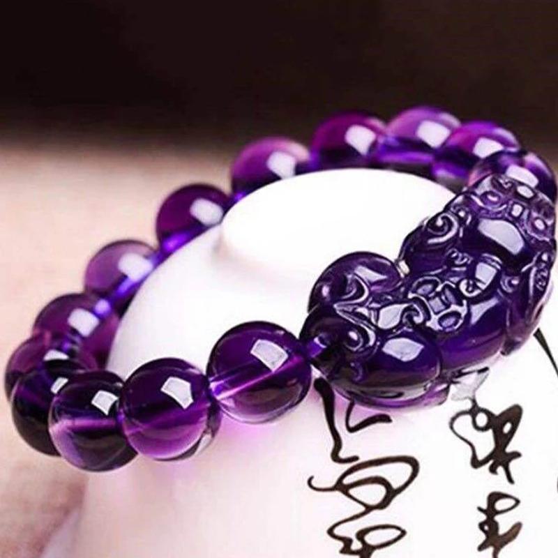 Bransoletka z ametystu Pixiu przynosi szczęście bogactwo chińskie feng shui bestia koraliki bransoletki impreza urodziny prezent kobiety mężczyźni