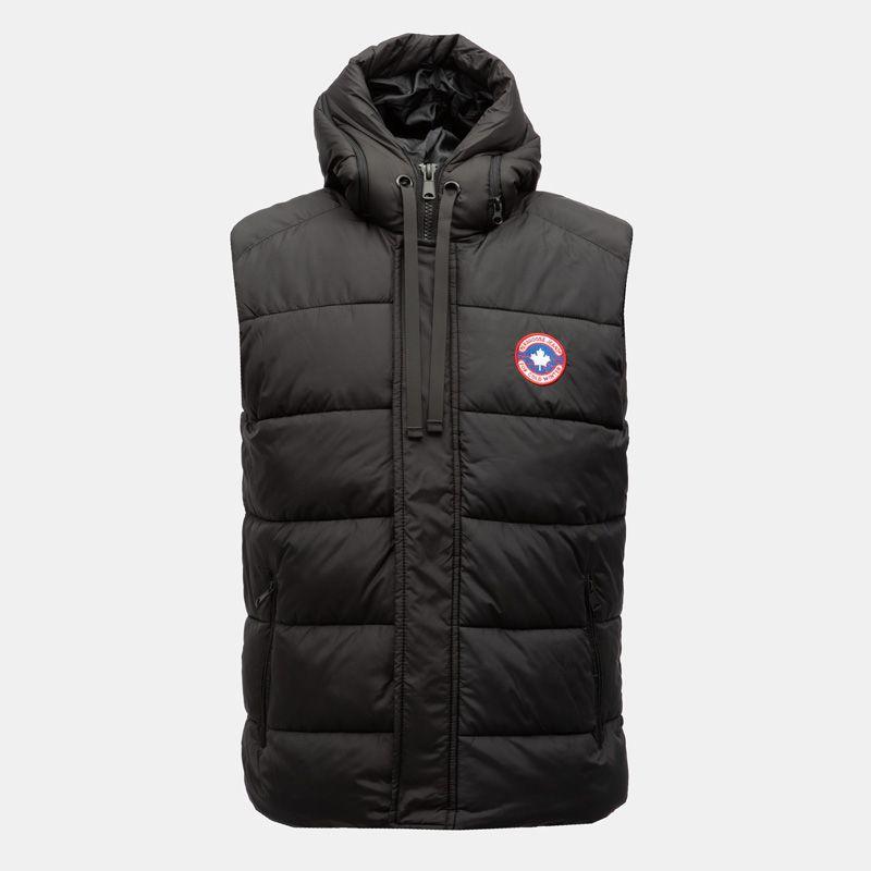 Doudoune sans manches à capuche noir spot avec logo relief Homme PARAGOOSE