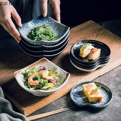 Retro Ceramic Seasoning Dish Lotus Leaf Dish Sushi Snack Plate Appetizer Dish Soy Sauce Dishes Molecular Cuisine Tableware