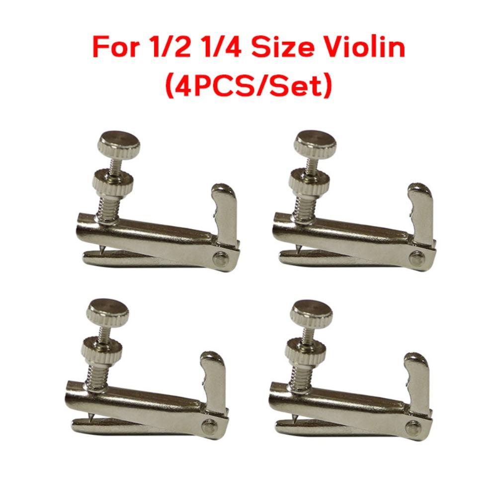 

4PCS/Set Stringed Instrument Accessories Fiddle String Adjuster Violin Spinner Tuning Screw 1/2 1/4-Silver