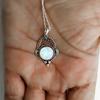 Rainbow Moonstone Pendant - Sterling Silver Pendant - Handmade Boho Pendent