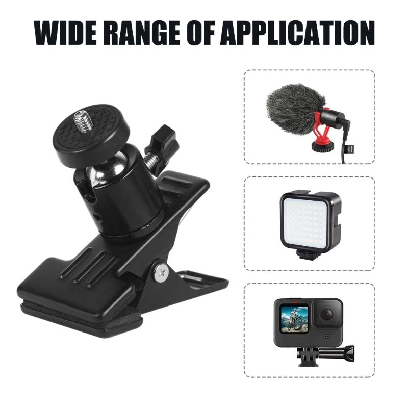 High Strength Adjustable Clamp Holder For Cameras Smartphones And Lights Featuring 360 Rotation And to 42mm Grip