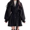 Women's Autumn Solid Color Simple Temperament Trench Coat In Long Tweed Jacket