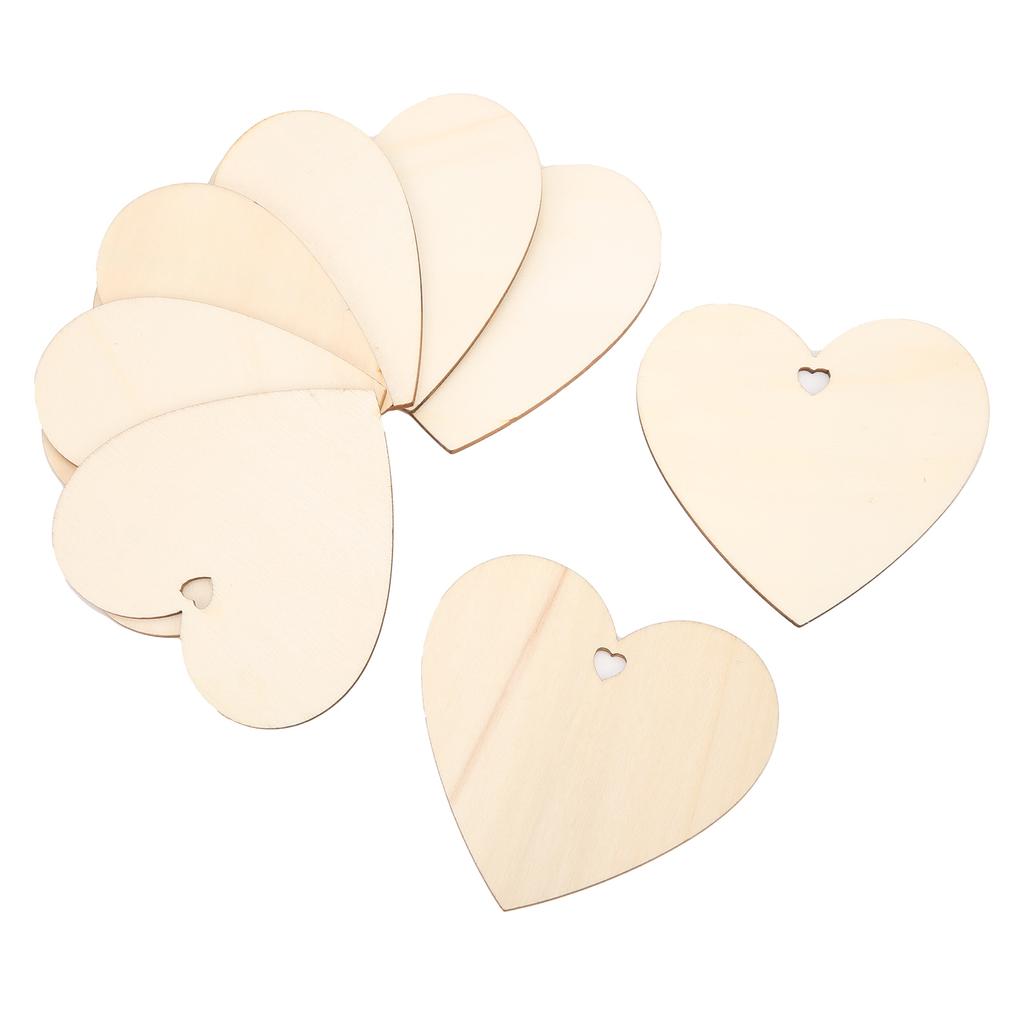 30pcs Heart Ornament Wooden Romantic Decorative Sign with Rope Gift Tag for DIY Enthusiast