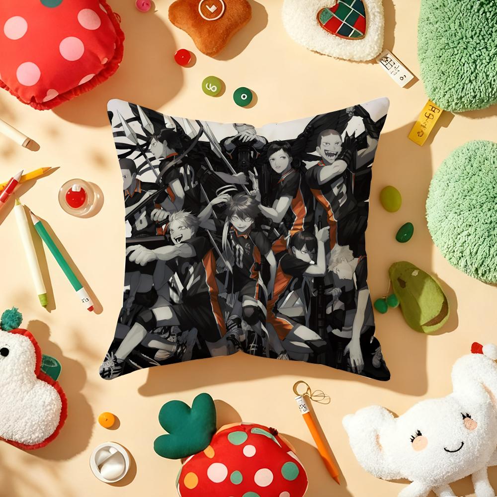 Anime Haijiu Print Cushion Cover Plush Fabric Soft DoubleSided Printed Sofa Warm Winter Home Gift Pillow Cover