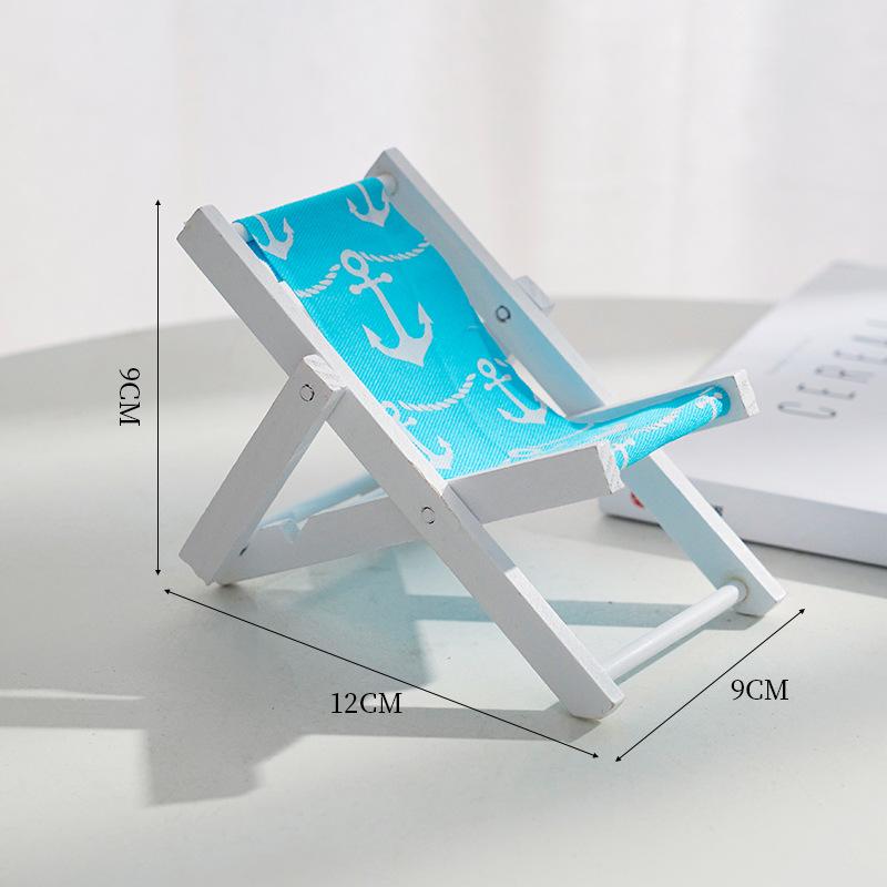 Wooden Beach Chair Ornament Mediterranean Style Mobile Phone Holder Home Room Creative Decoration Jewelry Props