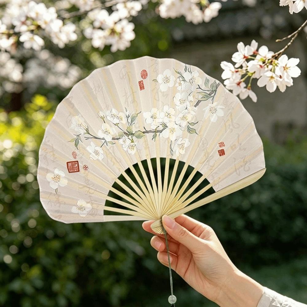 New Chinese Style Folding Fan Vintage Handheld Fan Creative Shell Shape Fan Photography