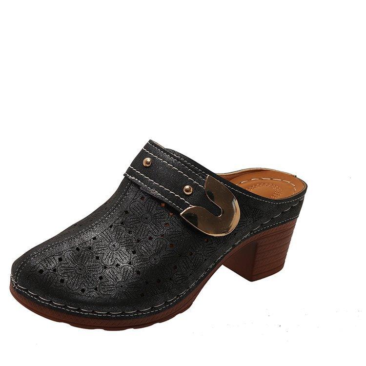 

Внешнеторговые шлепанцы большого размера женские лето 2025 новые европейские и американские с металлическим полым верхом, женская обувь размер 43 wish 36 чёрный