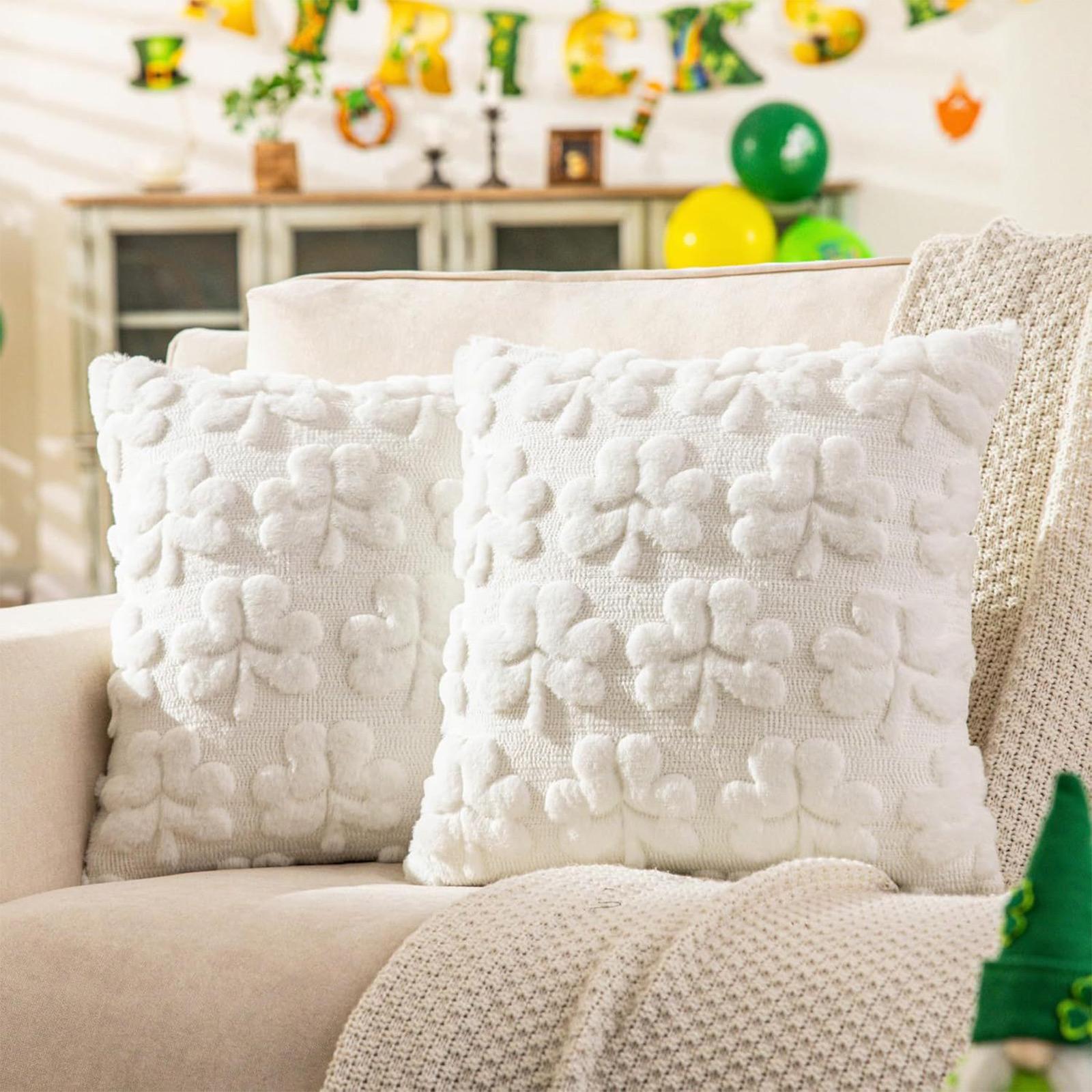 

Green Embroidered Pillowcase, High-end Sofa/bedside Cushion Cover (pillow Insert Not Included) One Size білий