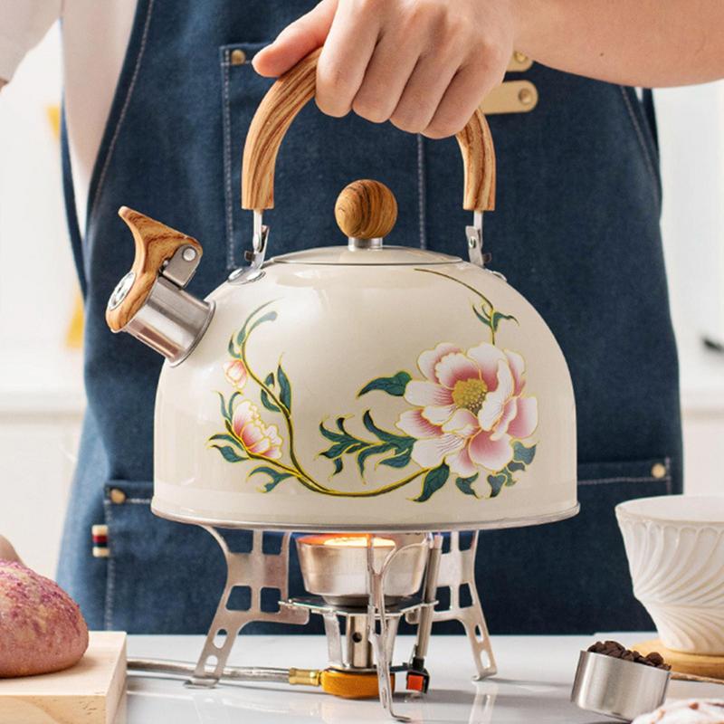 3L Whistle Kettle Electroplated Bronze Handle Whistle Coffee Tea Kettle Universal Gas Induction Cooker Kitchen Water Kettle