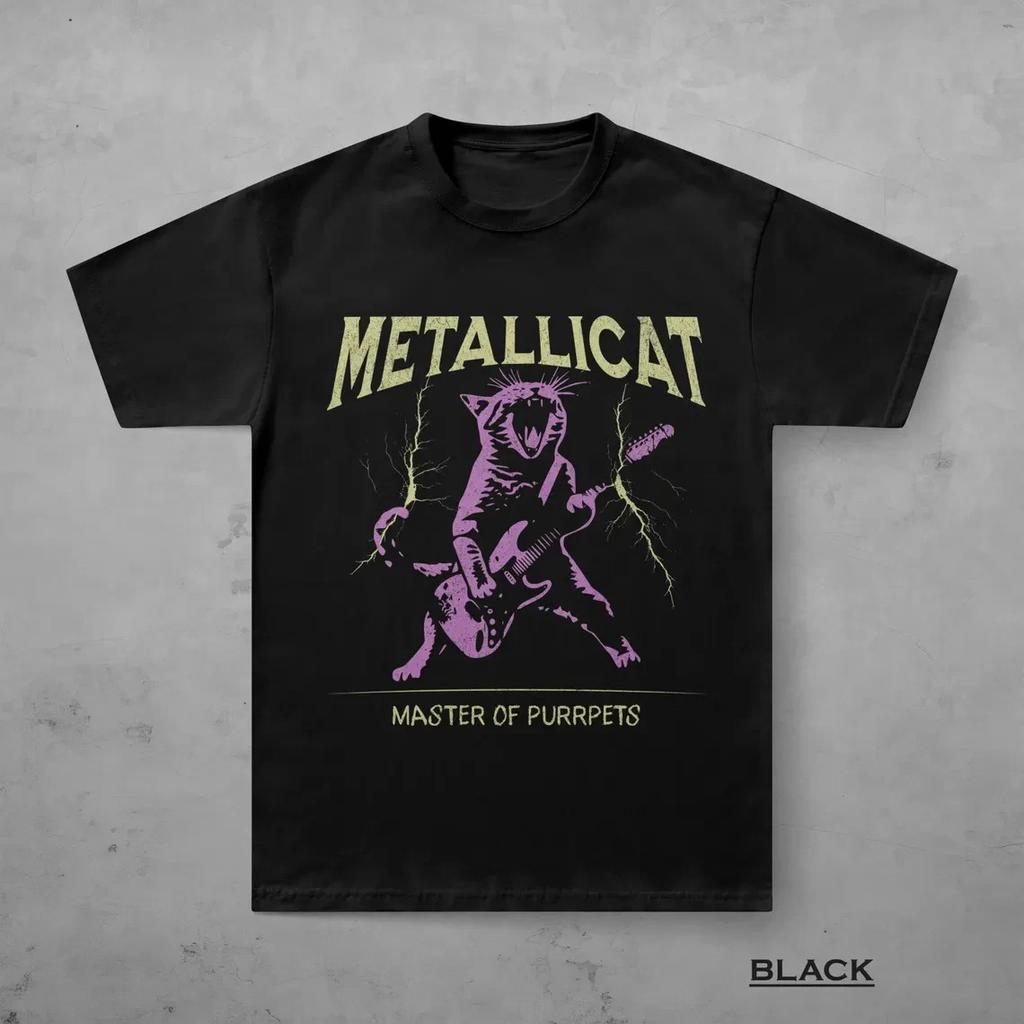 Metallicat Hemd, Lustiges Katzen-T-Shirt, Heavy Metal Musik-T-Shirt, Thrash Rock Geschenk, Gu
