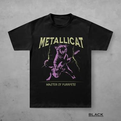 Metallicat Shirt, Funny Cat T-Shirt, Heavy Metal Music Tee, Thrash Rock Gift, Gu