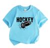 Kids Boys Girls 100% Cotton Crew Neck Short Sleeve T-Shirt, Cool Ice Breaking Hockey Puck Print Casual Soft Daily Tees for Sports Game Playing Summer