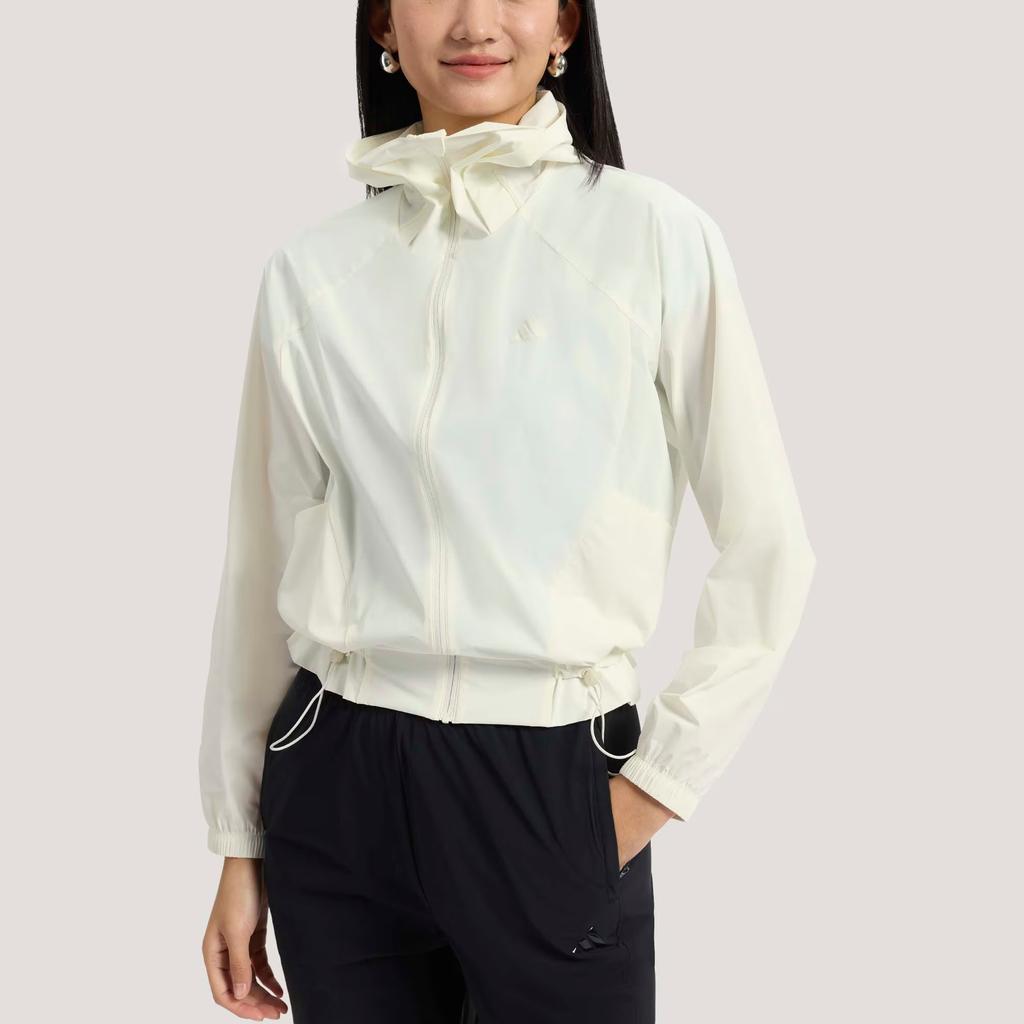 Adidas Soft Lux Lightweight Cool Feel UPF50+ Woven Loose Short Zip Hooded Long Sleeve Jacket Women jackets KH2713