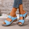 Women'S Wide Leg Wedge Sandals Fashion Soft Sole Breathable Sweat Versatile Summer Casual Shoes Womens Strap Sandal With Heel