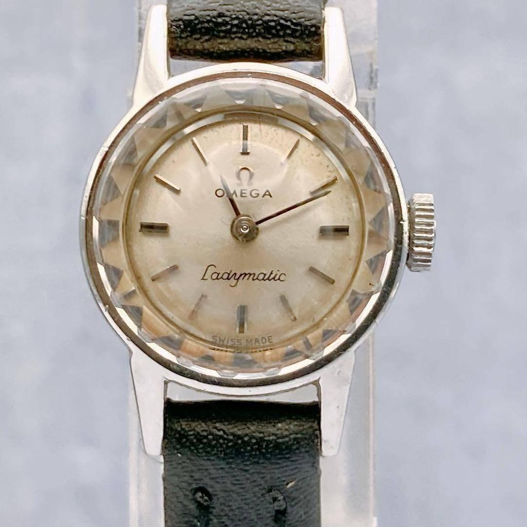 Used [Working Item] OMEGA Ladymatic Manual Winding Watch Cut Glass New Strap Omega Manual Watches Ladymatic Vintage