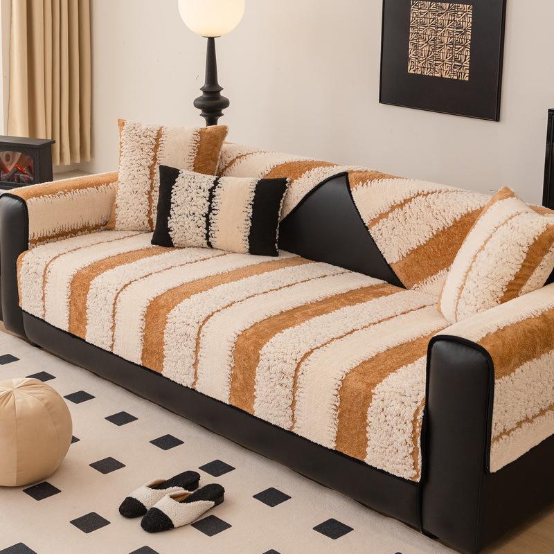 Plush Sofa Cushion Autumn And Winter New Thickened Non-Slip Seat Cushion Light Luxury Premium Cover Warm Cover Cloth Blanket