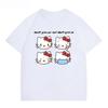 Summer HelloKitty Cartoon Graphic Tee Casual Short Sleeve Cotton Tops for Adults Kids Lovely Kawaii Streetwear Style