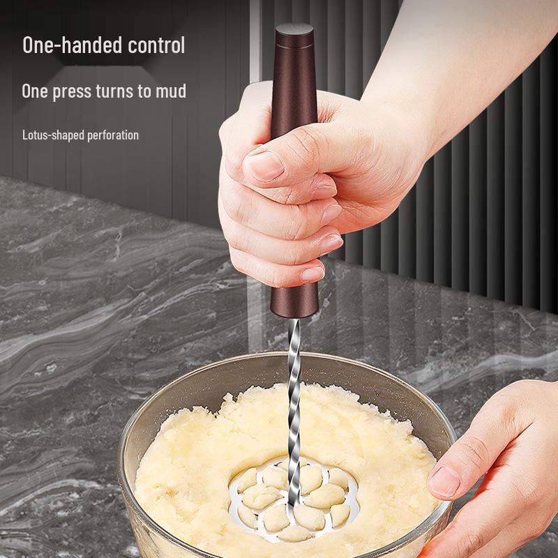 Lotus-Shaped 316L Stainless Steel Potato Masher | Manual Kitchen Utensil Aluminum Handle Lotus Shape Masher