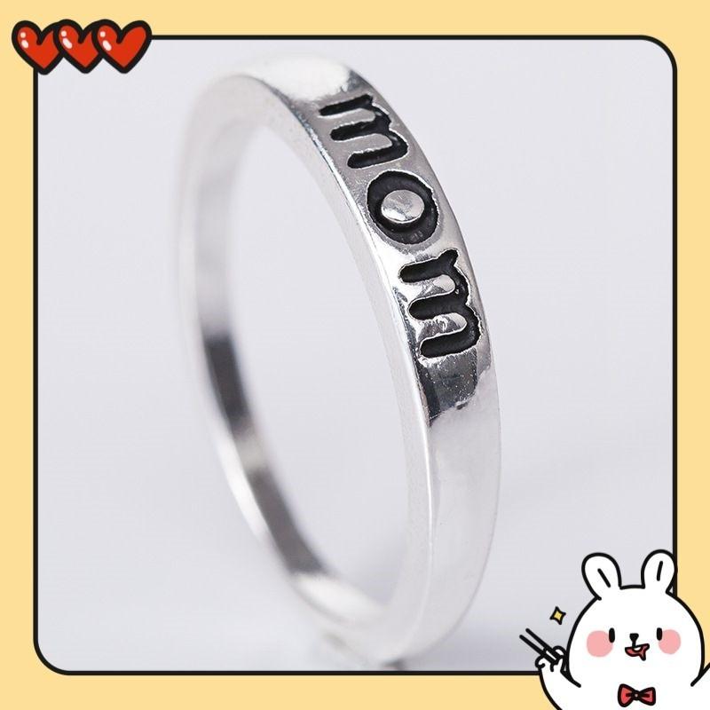 European And American Style Mom Mother Dad Ring Silver Plated Alloy Jewelry Wholesale Mother's Day Gift Accessories