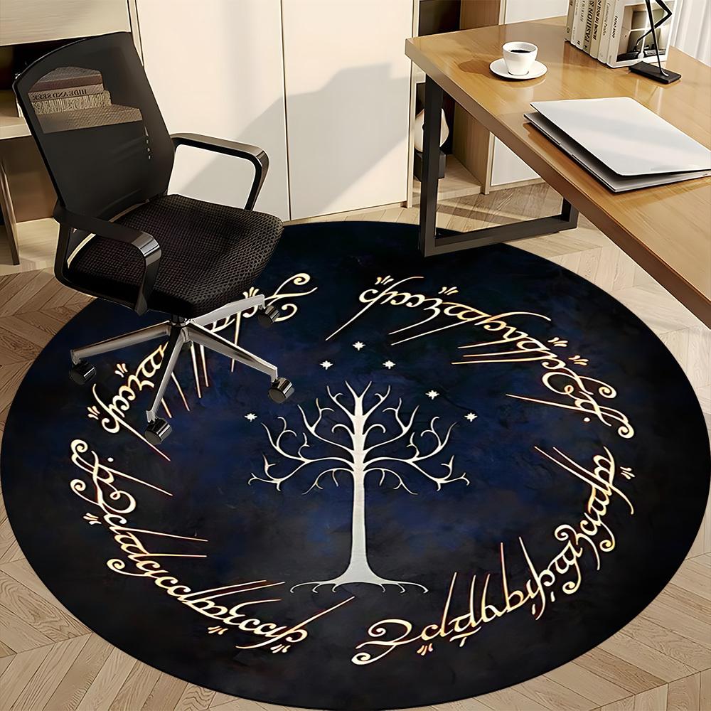 1pc Lord of the Rings Office Round Area Rug, Indoor Mat Suitable For Office, Under Office Chairs Bedroom Living Room Home Decor, Room Deco