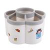 360° Rotating Pencil Organizer with Cartoon Sticker Makeup Brush Holder  School Office Supplies