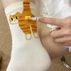 1/2Pair Cartoon Cute Cat Balls Cotton Socks Kawaii Lolita Knitting Socks Women Girls Middle Tube Sock Cat Butt Print Couple Sock