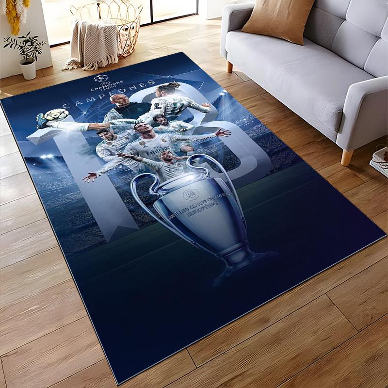 "Football Champions Celebration Graphic Rug Non-slip Rug Suitable for Living Room and Bedroom Sofas"