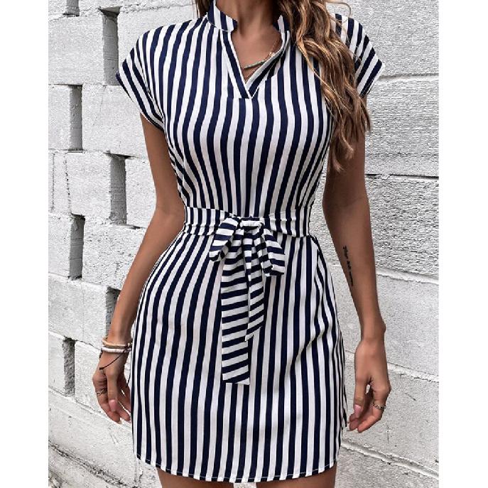 Spring And Summer New Sexy Elegant Versatile Daily Dating Dancing Solid Color Printed Short Sleeved Dress