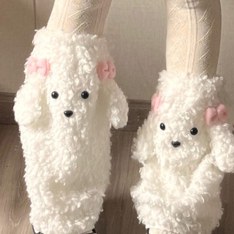 Adorable Puppy Leg Warmers Comfortable Acrylic Socks Nonslip Design for House Use Stylish Casual Wear Winter Accessories