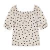 Moda Donna Top a Maniche Corte Sbuffo Pois Scollo Quadrato Camicie da Donna