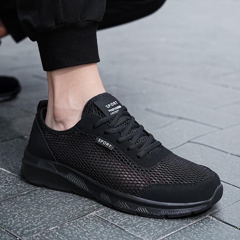 Large Size Men's Shoes Summer New Hollow Casual Sports Shoes Breathable Running Travel Walking Shoes