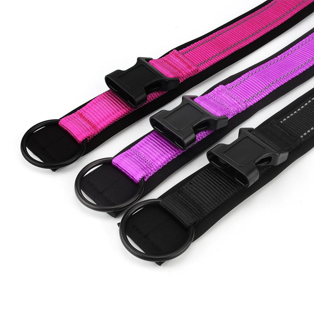 Classic Nylon Dog Collar, Adjustable Reflective Pet Collar with Submersible Padding & D-Ring Outdoor Dog Walking for Small and Large Dog