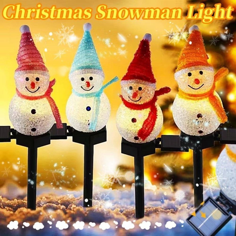 Waterproof Christmas Ground Lamp Solar Powered Solar Garden Light Snowman Landscape Lamp  Xmas