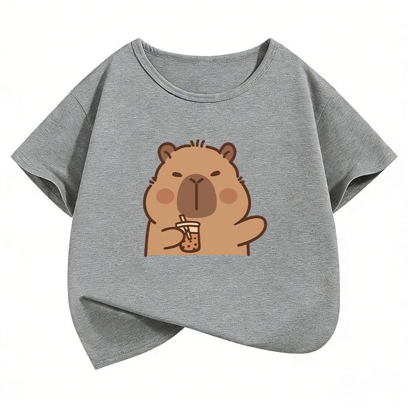 Summer Spring Trendy Kawaii Tee Capybara T Shirts Funny Manga Kids Childrens Tshirt Boys Girls Casual Top Tee