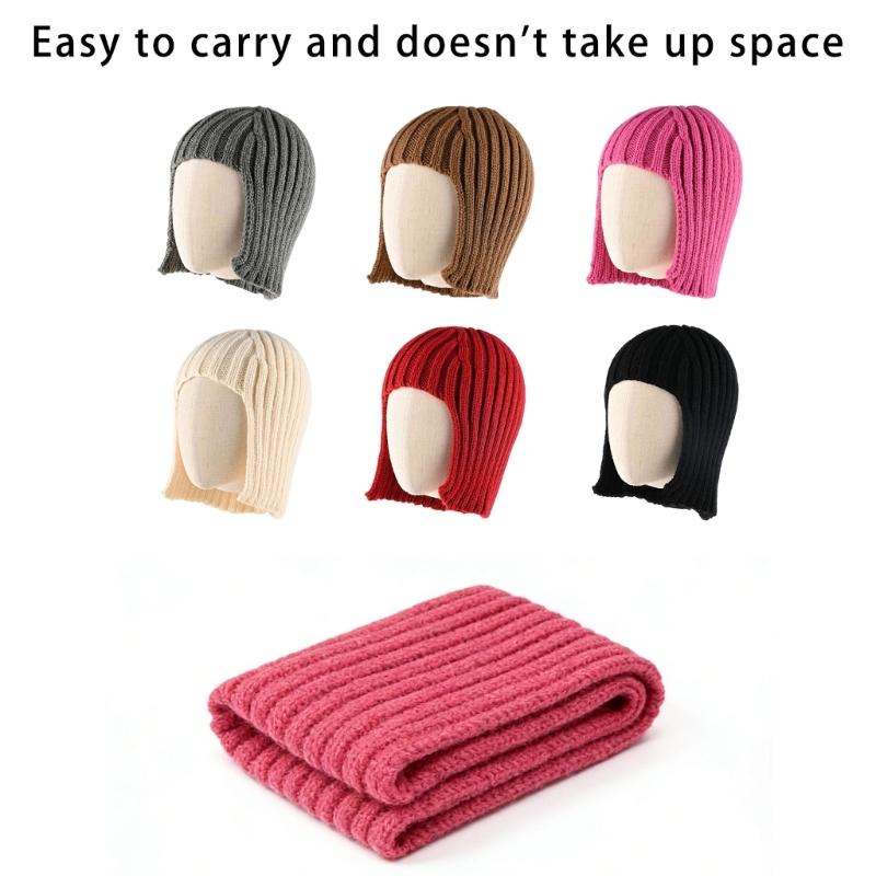 Warm And Soft Beanies Designed With Wig Feature And EarFlaps Perfect For Outdoor And Casual Use