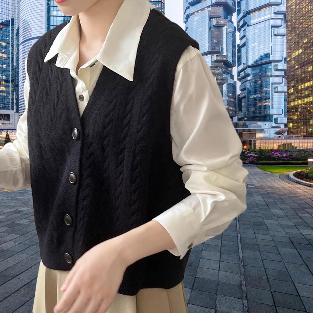 Buttoned Knit Vest Dating Retro Fashion Casual Comfortable Sleeveless