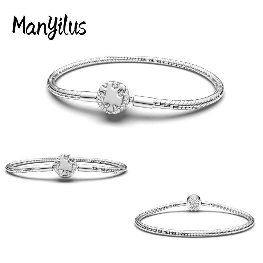 Manyilus Bracelets for Couples Bracelet Charm Silver 925 Jewelry Girls Fit Original Bracelet Women Real 925 Charms Plata Paired