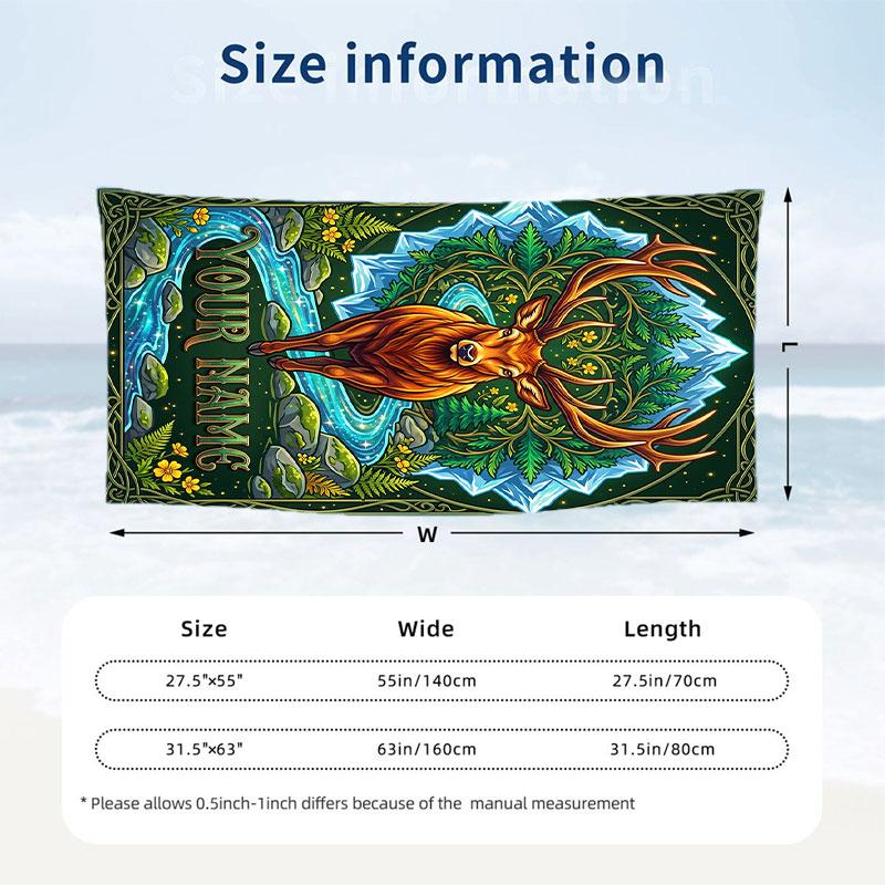 Deer Theme Beach Towel Personalized Custom Name & Text Soft Quick Dry Beach Towel for Swimming Travel
