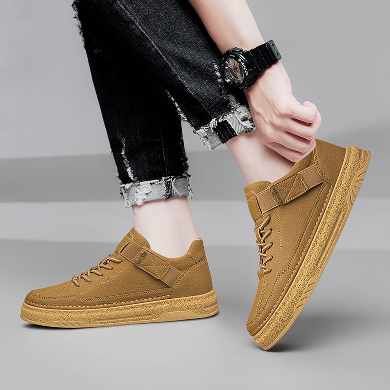 Fashion Handmade Genuine Leather Casual Shoes Men Sneakers Outdoor Men Shoes Breathable Flats Shoe Hot Sale Platform Lace Up Men Loafers