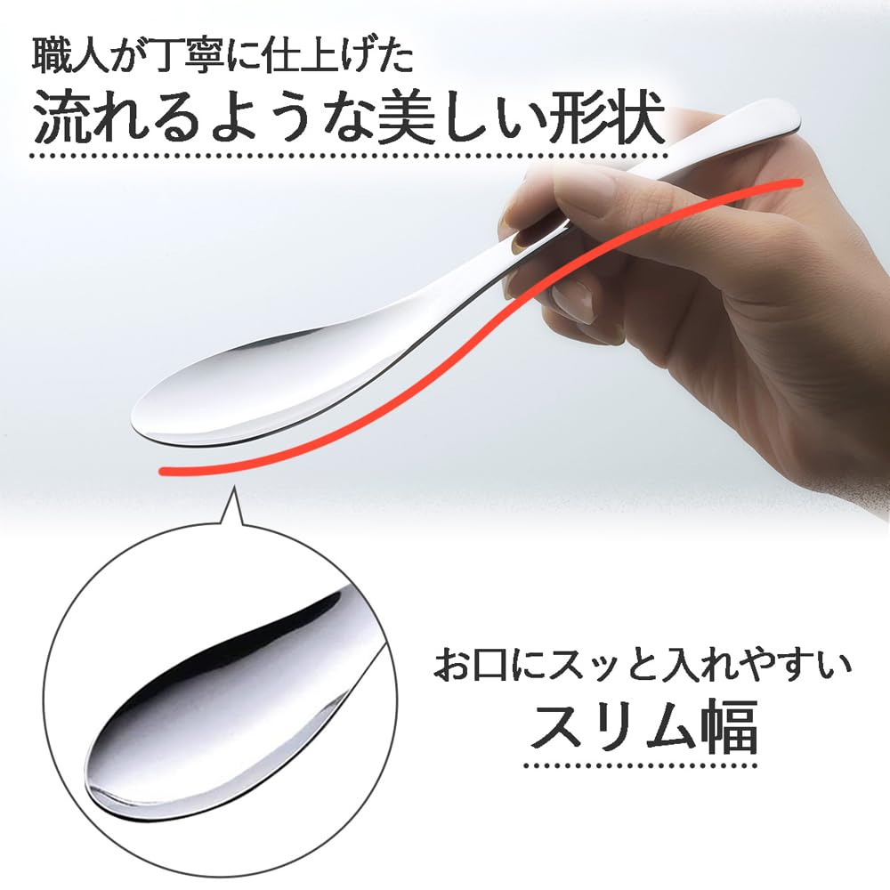 Shimomura Planning Quick Scooping Spoon Set of 5 In Dishwasher Safe Slim and Easy To Eat Shiny Mirror Finish Total Length Fried Rice Pilaf Stainless