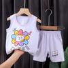 Cotton Kids Summer Sleeveless Shorts Set With Animal Cartoon Prints For Boys And Girls